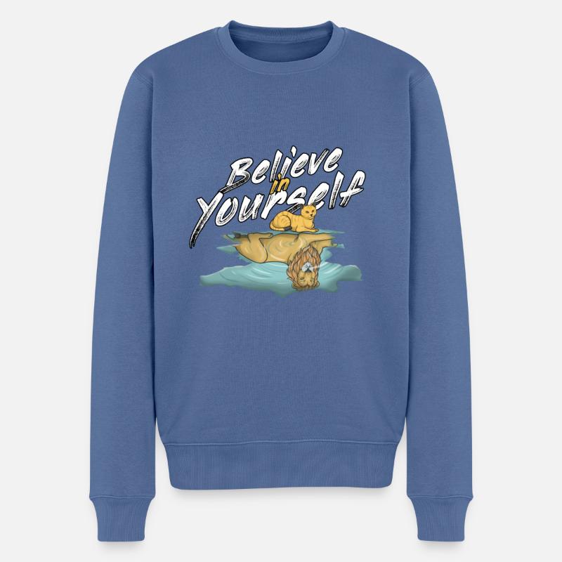 Motivation Lion - Pull Premium bio Homme - bleu pigeon