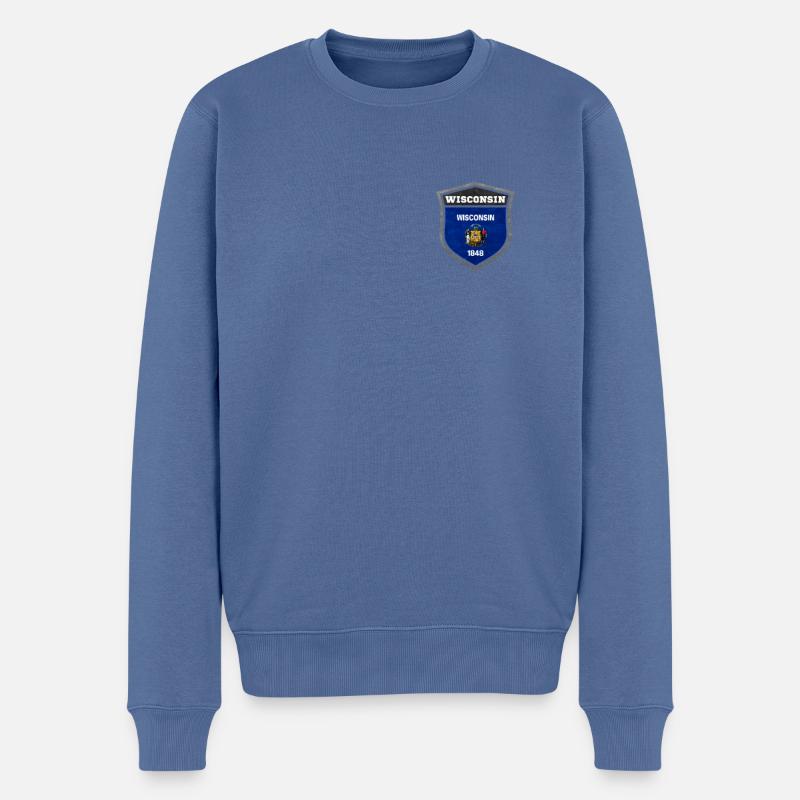 Wisconsin - Männer Premium Bio Pullover - Taubenblau