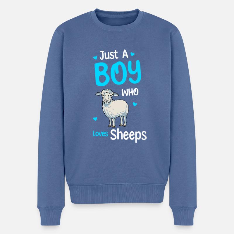 Nur Ein Junge, Der Schafe Liebt - Männer Premium Bio Pullover - Taubenblau