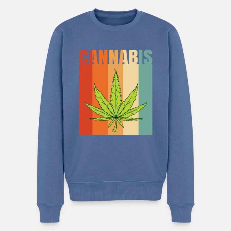 Cannabisblatt - Männer Premium Bio Pullover - Taubenblau