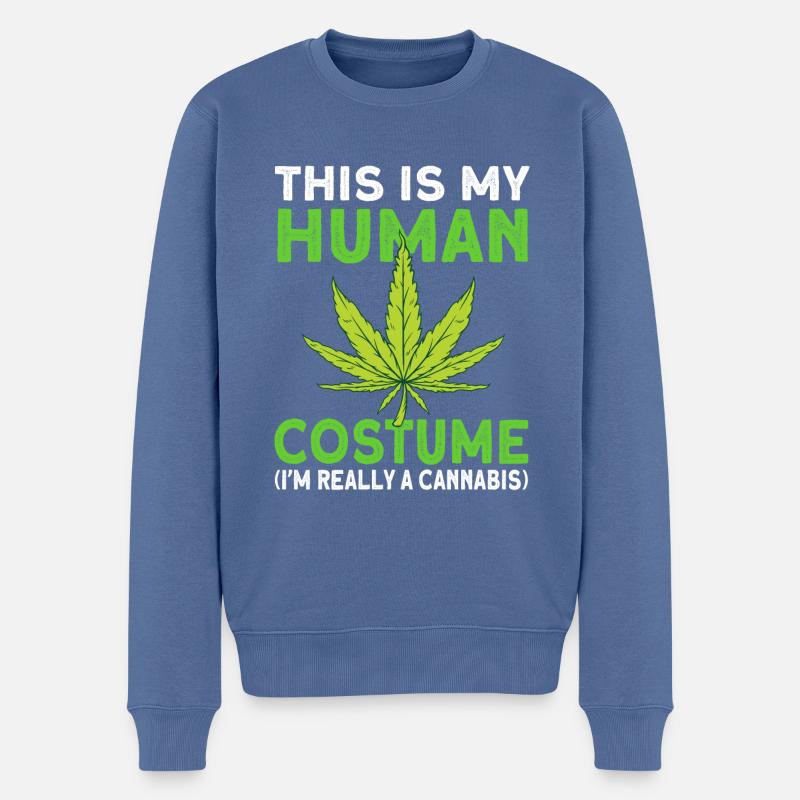 Cannabis kostüm - Männer Premium Bio Pullover - Taubenblau