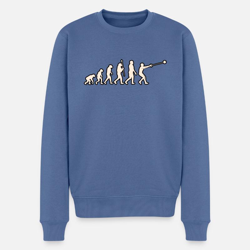 Evolution Des Hammerwerfens - Männer Premium Bio Pullover - Taubenblau