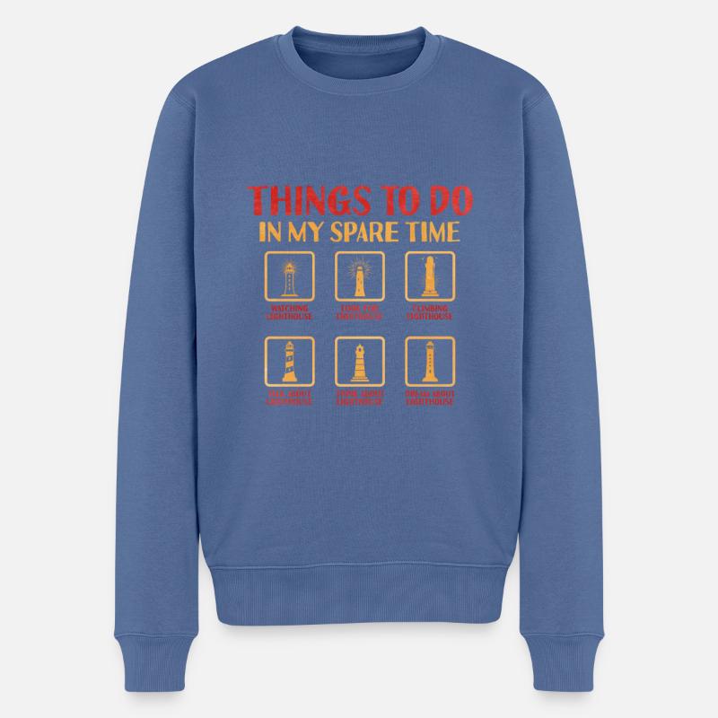 Leuchtturm In Meiner Freizeit - Männer Premium Bio Pullover - Taubenblau