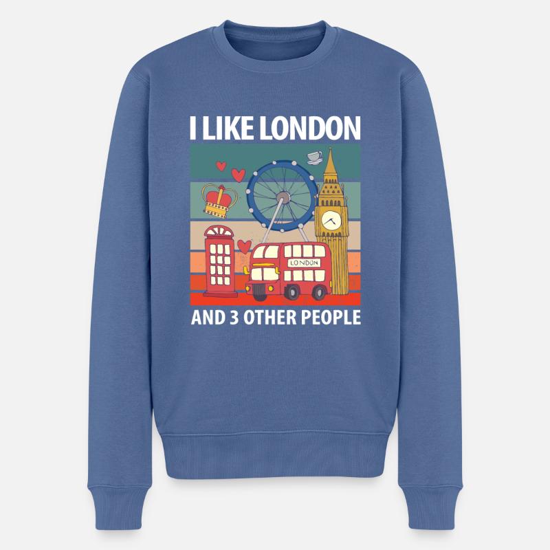 Londres - Pull Premium bio Homme - bleu pigeon