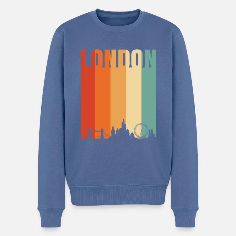 London - Männer Premium Bio Pullover - Taubenblau