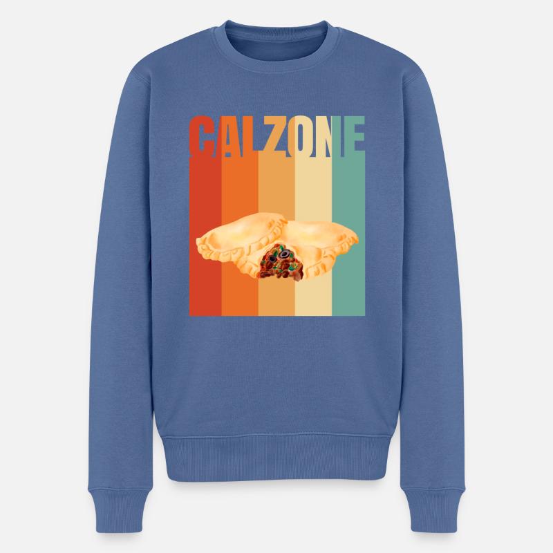 Calzone Pizza Cadeau - Pull Premium bio Homme - bleu pigeon
