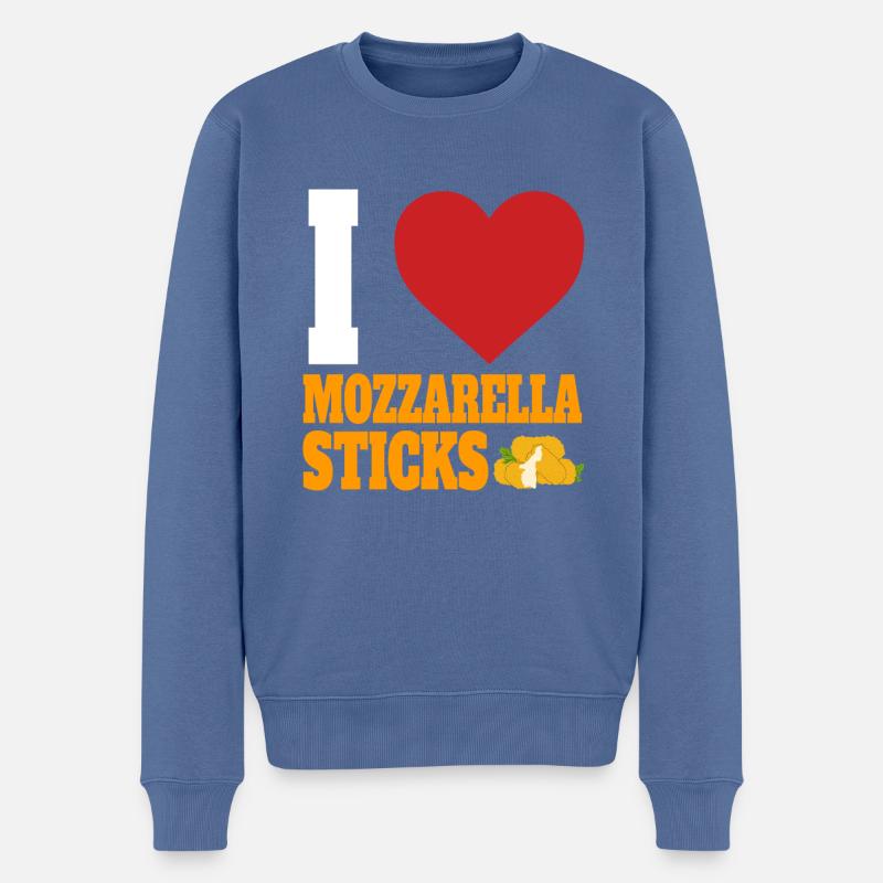 Ich liebe Mozzarella-Sticks - Männer Premium Bio Pullover - Taubenblau