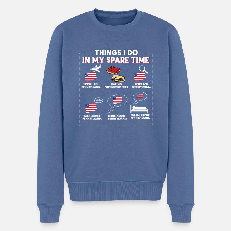 Pennsylvania - Männer Premium Bio Pullover - Taubenblau