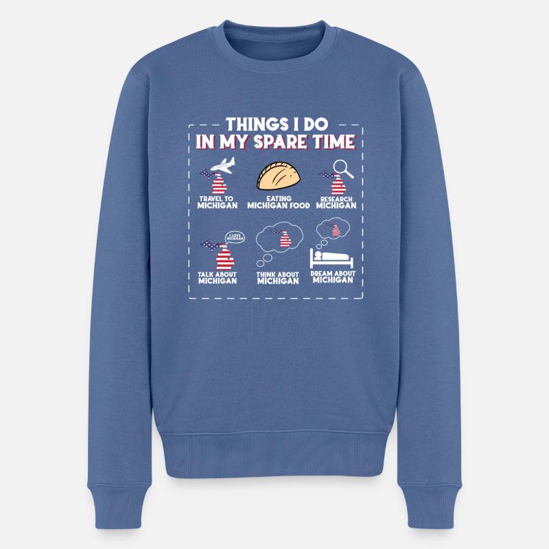Michigan - Männer Premium Bio Pullover - Taubenblau