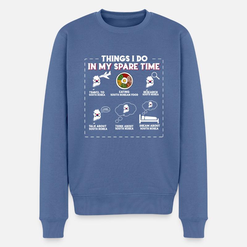 Südkorea - Männer Premium Bio Pullover - Taubenblau