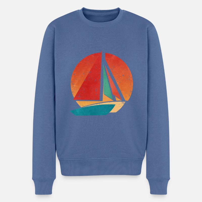 Retro Katamaran - Männer Premium Bio Pullover - Taubenblau