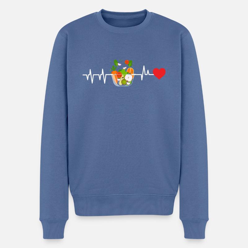 Salat Heartbeat - Männer Premium Bio Pullover - Taubenblau