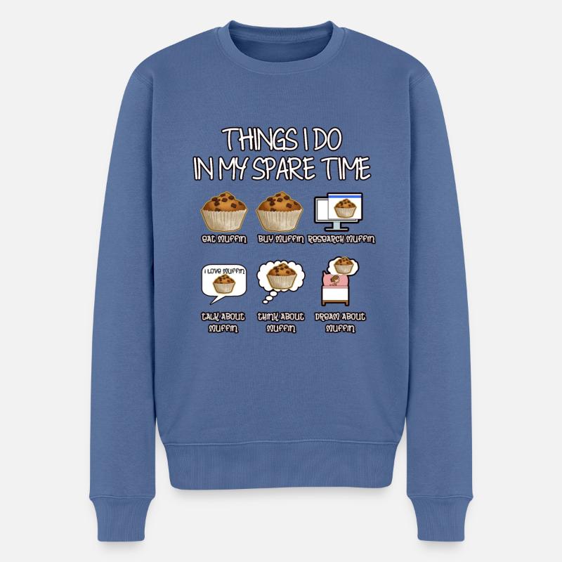 Dinge, die ich in meiner Freizeit mache Muffin - Männer Premium Bio Pullover - Taubenblau