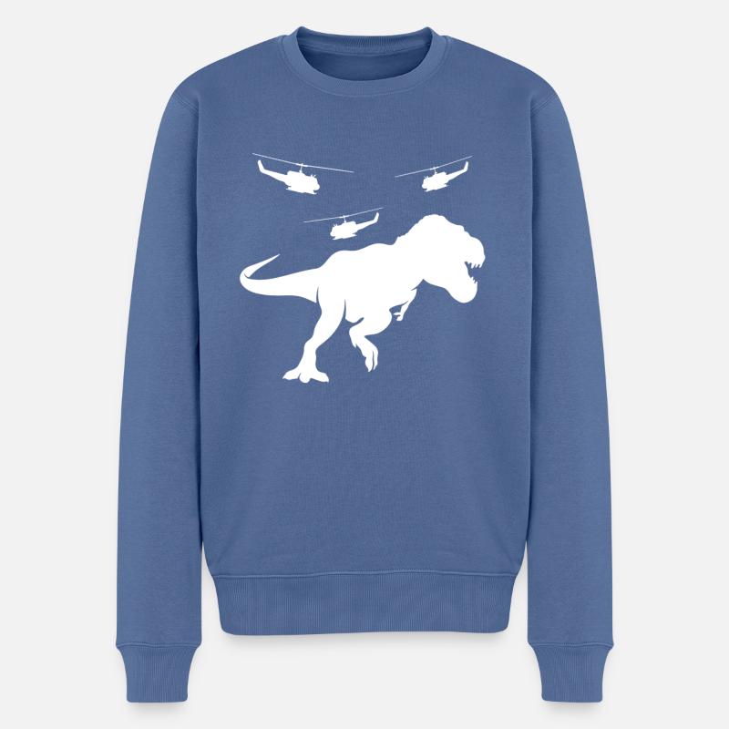 T-Rex Hubschrauber - Männer Premium Bio Pullover - Taubenblau