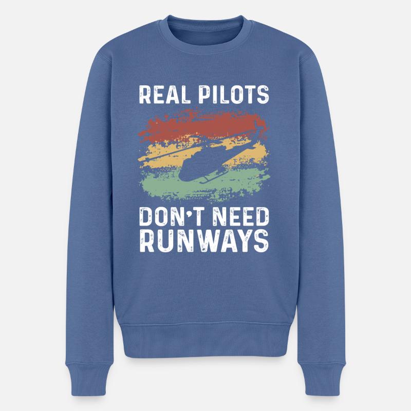 Hubschrauber Pilot Geschenk - Männer Premium Bio Pullover - Taubenblau