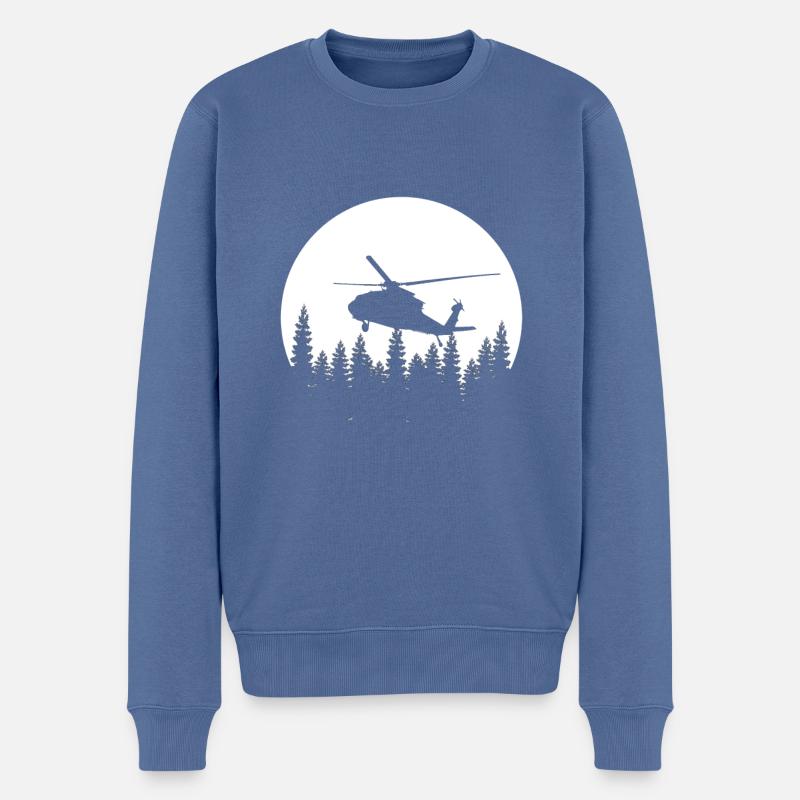 Hélicoptère rétro - Pull Premium bio Homme - bleu pigeon
