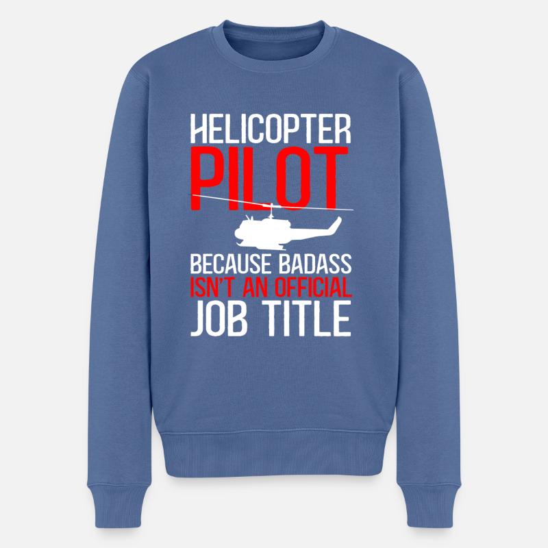 Hubschrauber Pilot Geschenk - Männer Premium Bio Pullover - Taubenblau