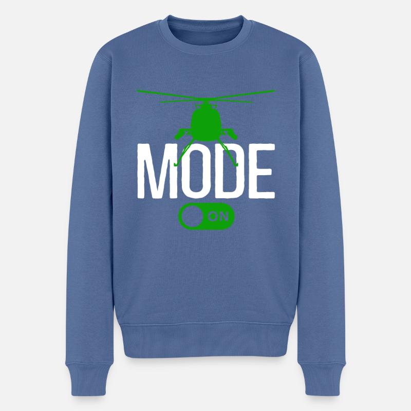 Mode hélicoptère activé - Pull Premium bio Homme - bleu pigeon