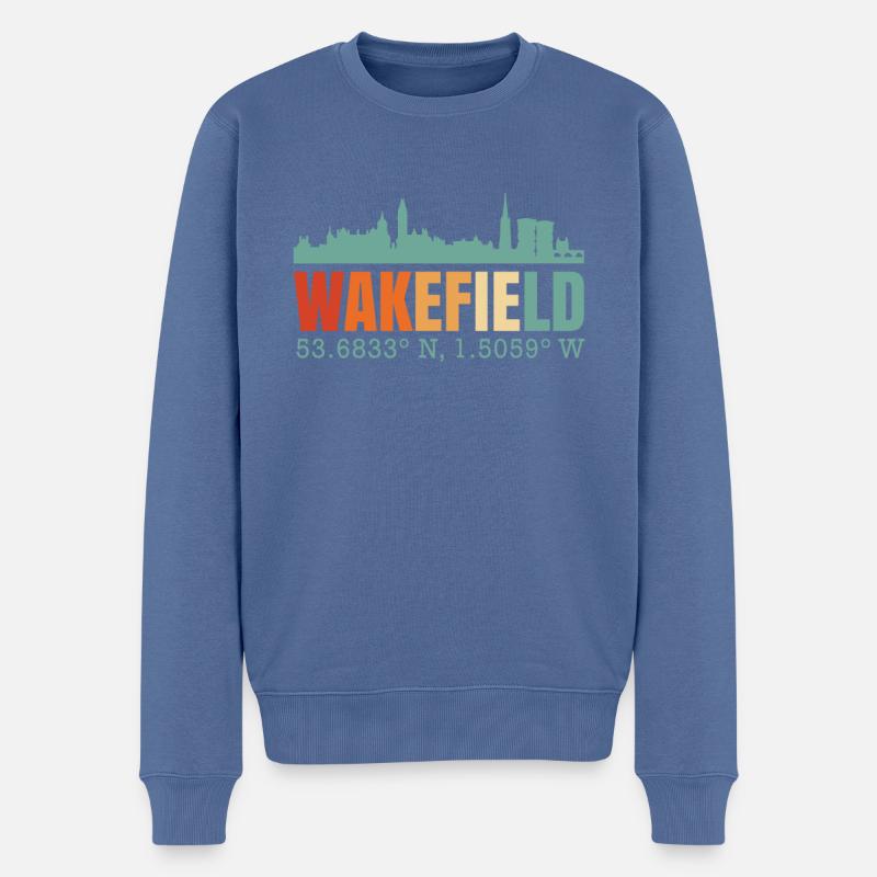 Wakefield Royaume-Uni Skyline - Pull Premium bio Homme - bleu pigeon