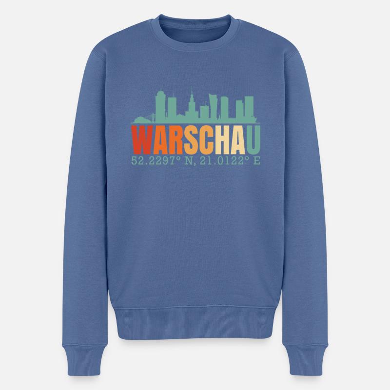 Warschau Polen Skyline - Männer Premium Bio Pullover - Taubenblau
