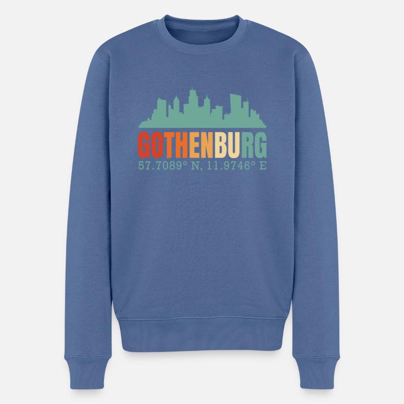 Göteborg Suède Skyline - Pull Premium bio Homme - bleu pigeon