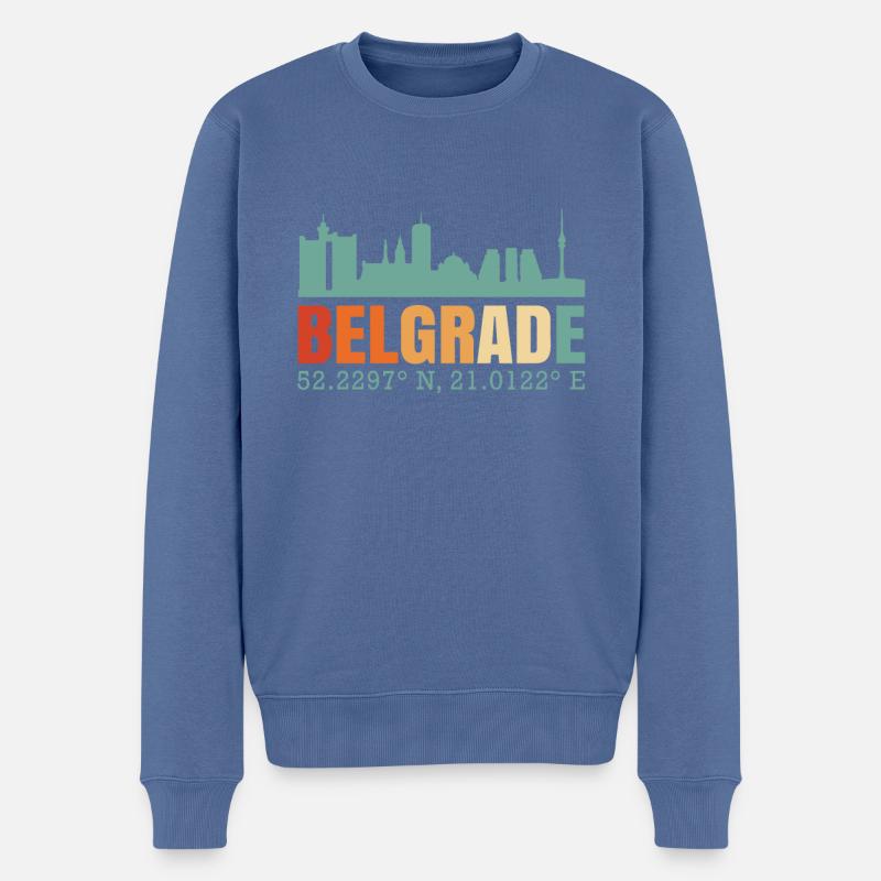 Belgrad Serbien Skyline - Männer Premium Bio Pullover - Taubenblau