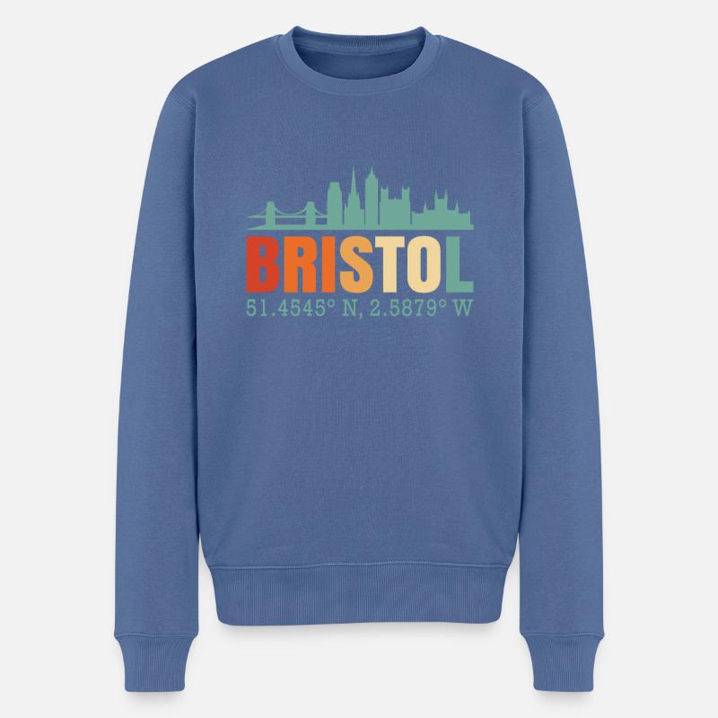 Bristol England Großbritannien Skyline - Männer Premium Bio Pullover - Taubenblau