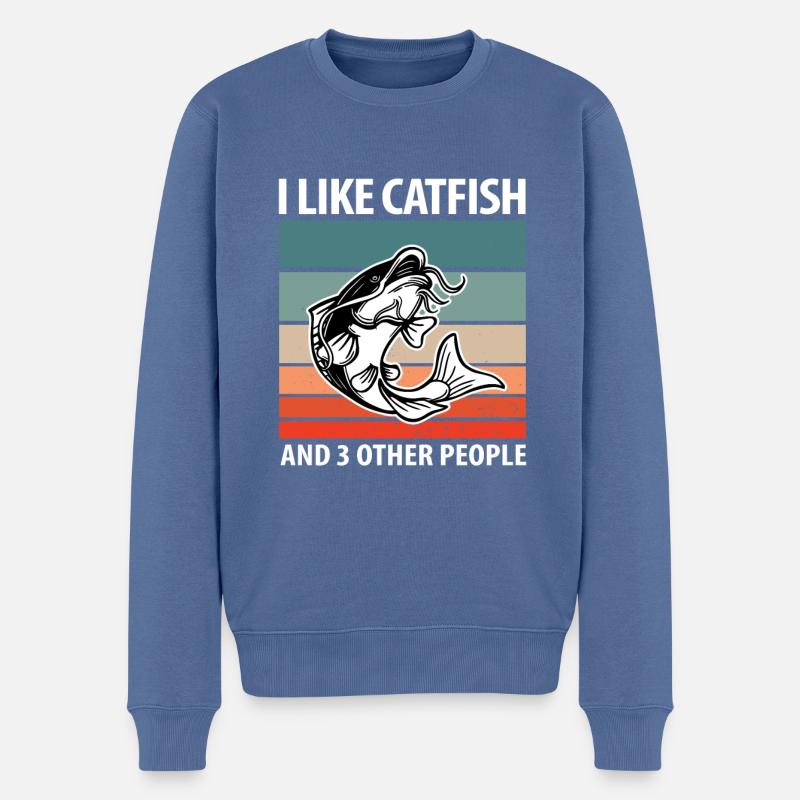 Katzenfisch Fisch Angeln Geschenk - Männer Premium Bio Pullover - Taubenblau