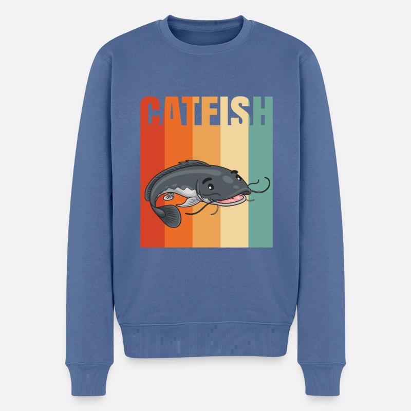 Katzenfisch Fisch Angeln Geschenk - Männer Premium Bio Pullover - Taubenblau