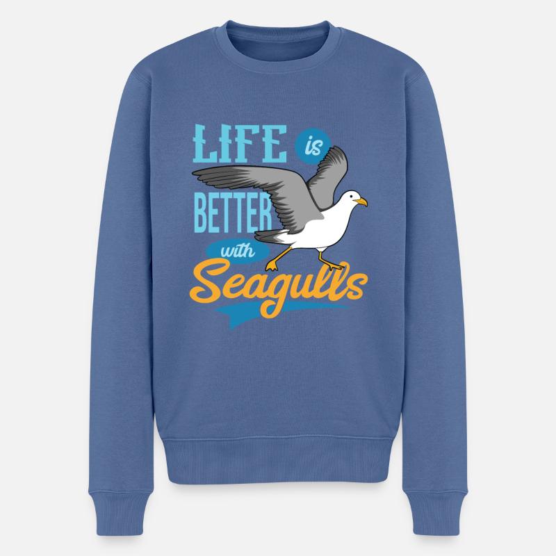 Mouette - Pull Premium bio Homme - bleu pigeon