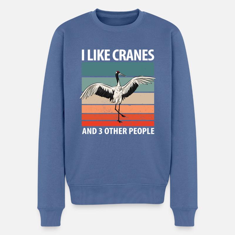 Kranich Vogel Geschenk - Männer Premium Bio Pullover - Taubenblau