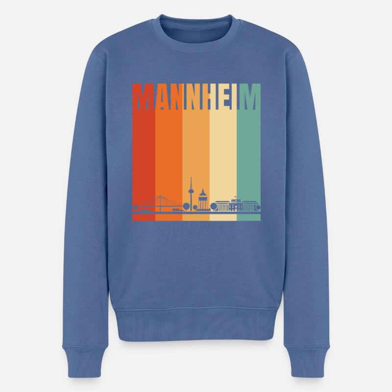 Mannheim Skyline - Männer Premium Bio Pullover - Taubenblau