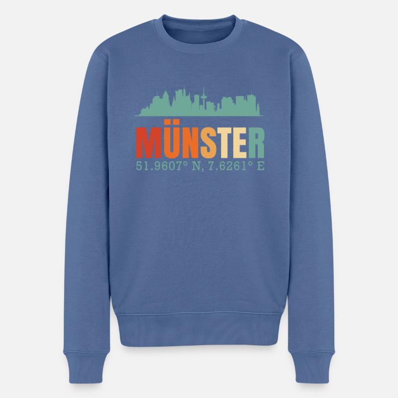 Münster Skyline - Männer Premium Bio Pullover - Taubenblau