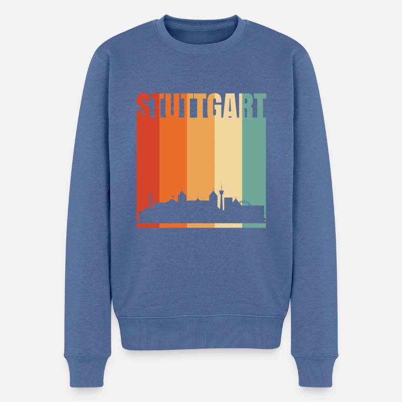 Stuttgart Skyline - Pull Premium bio Homme - bleu pigeon