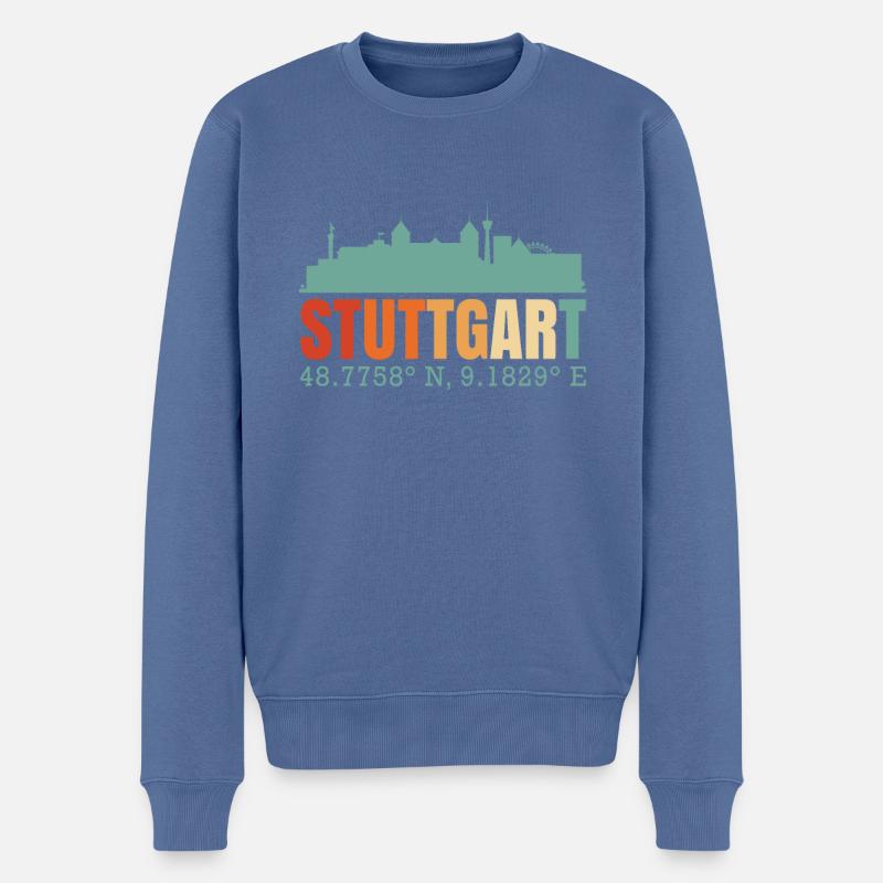 Stuttgart Skyline - Pull Premium bio Homme - bleu pigeon