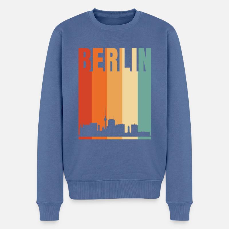 Berlin - Männer Premium Bio Pullover - Taubenblau