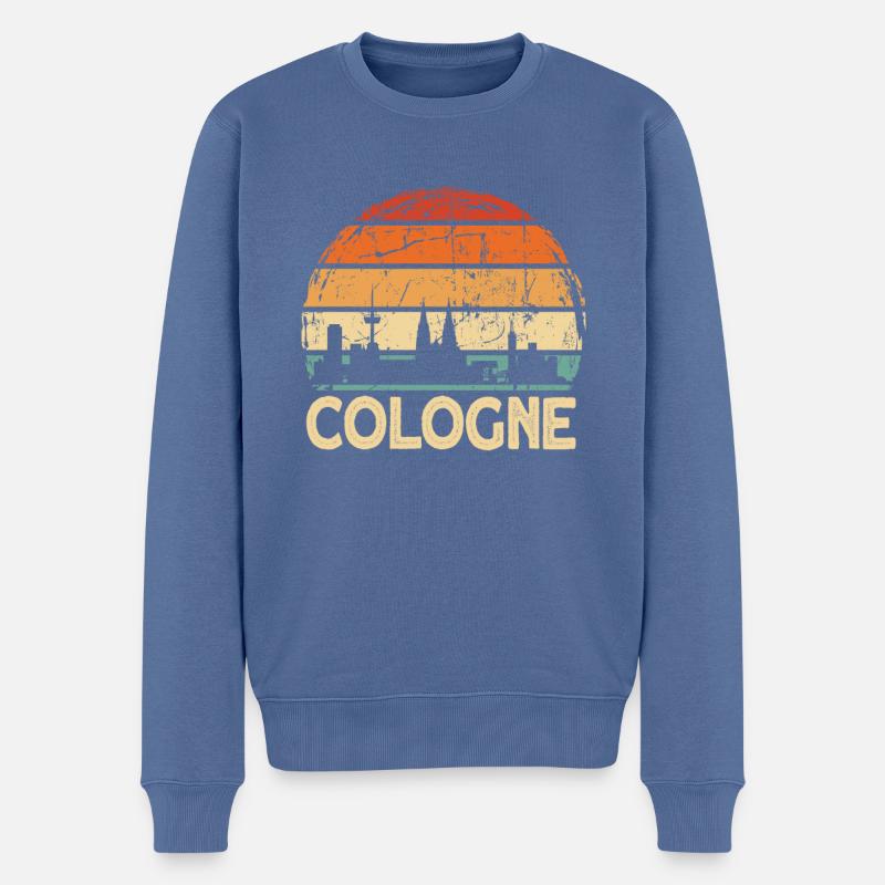 Cologne - Männer Premium Bio Pullover - Taubenblau