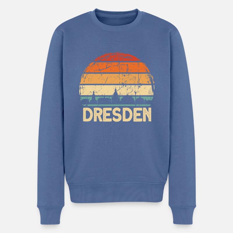 Dresden - Männer Premium Bio Pullover - Taubenblau