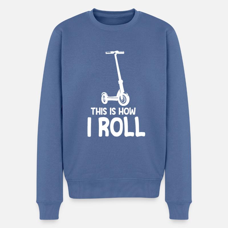Scooter Roller Tretroller Geschenk - Männer Premium Bio Pullover - Taubenblau