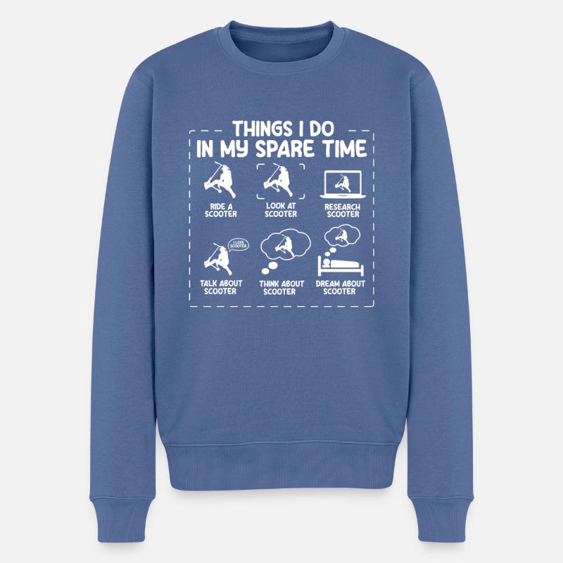Scooter Roller Tretroller Geschenk - Männer Premium Bio Pullover - Taubenblau
