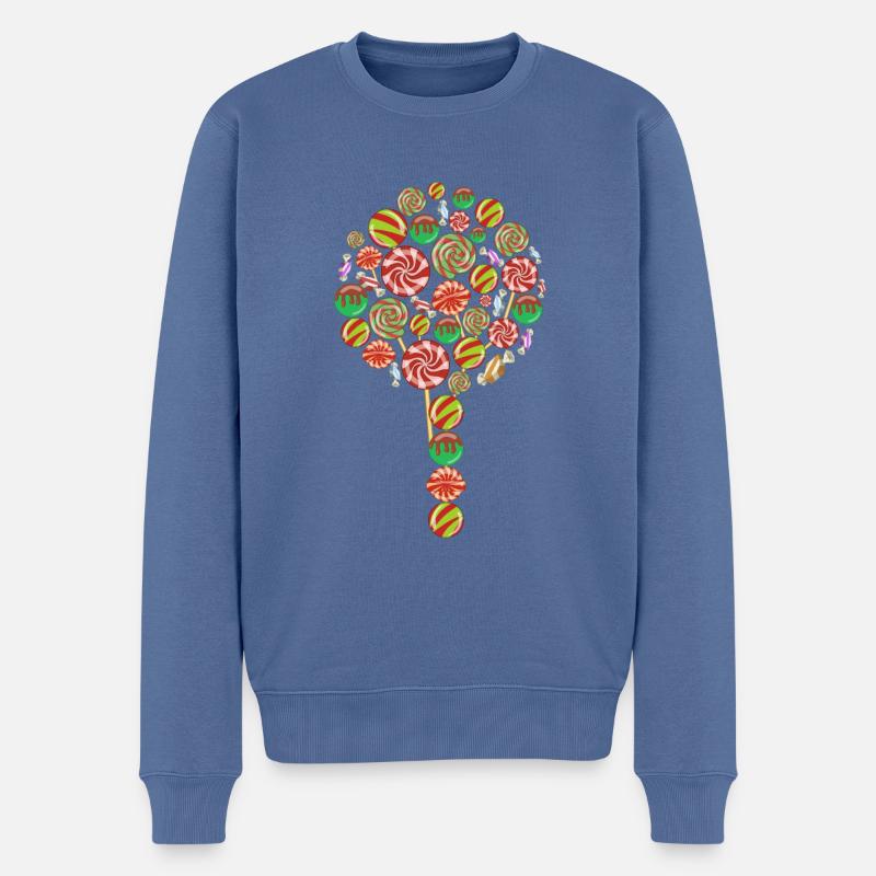 Lolly Süßigkeit Geschenk - Männer Premium Bio Pullover - Taubenblau