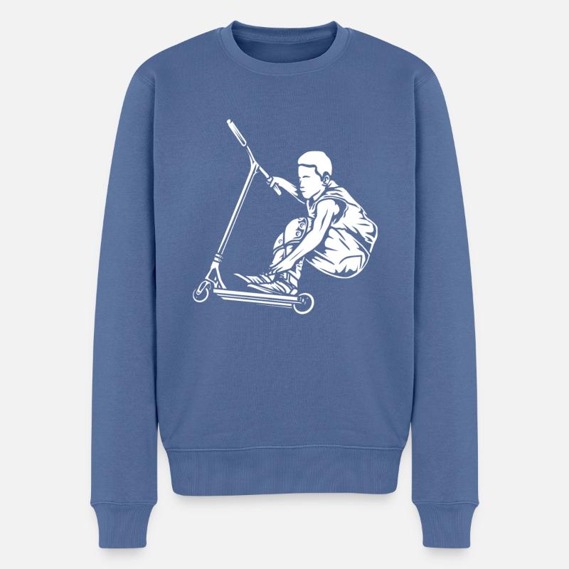 Scooter Roller Tretroller Geschenk - Männer Premium Bio Pullover - Taubenblau