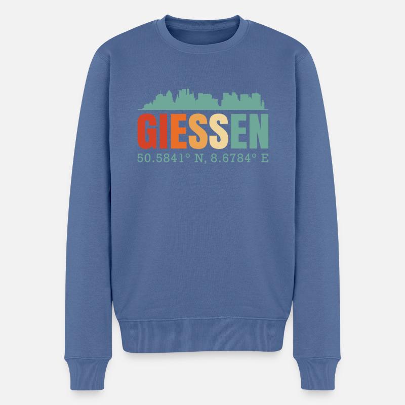 Giessen - Männer Premium Bio Pullover - Taubenblau