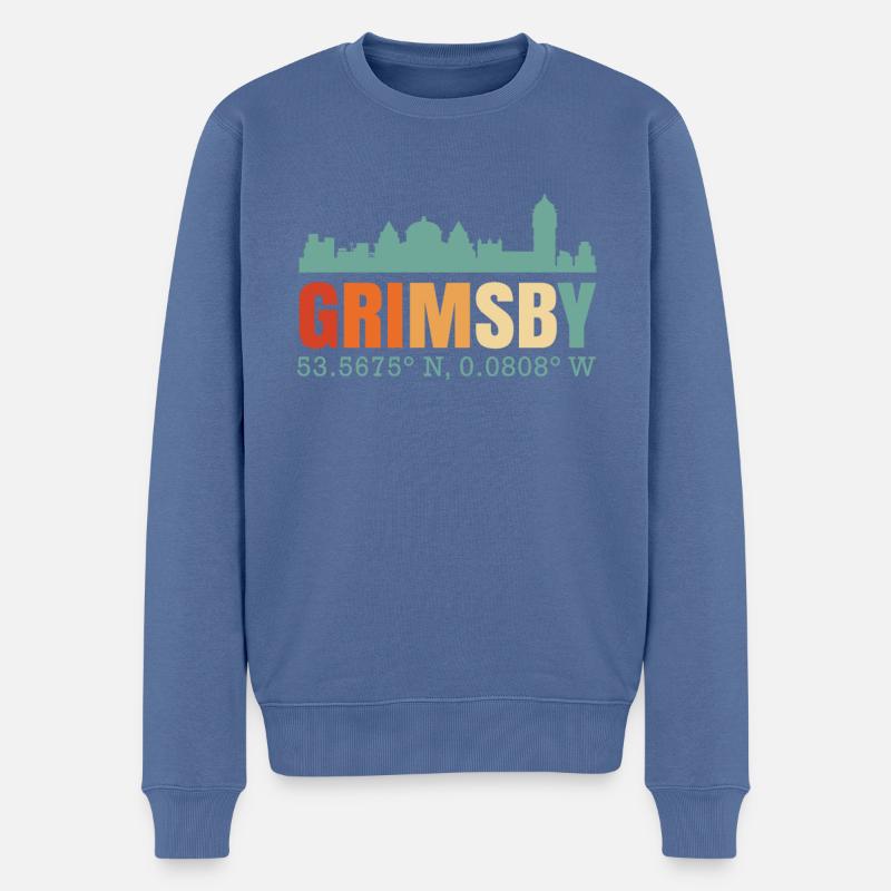 Grimsby - Männer Premium Bio Pullover - Taubenblau