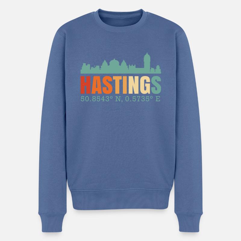 Hastings - Männer Premium Bio Pullover - Taubenblau