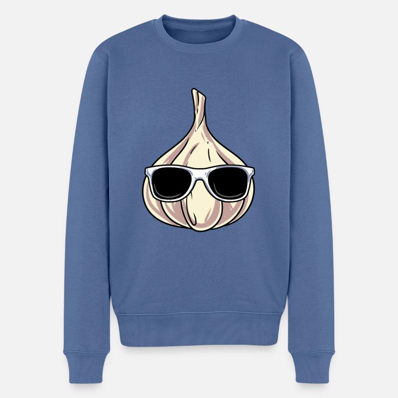 Knoblauch Knoblauchbrot Geschenk - Männer Premium Bio Pullover - Taubenblau