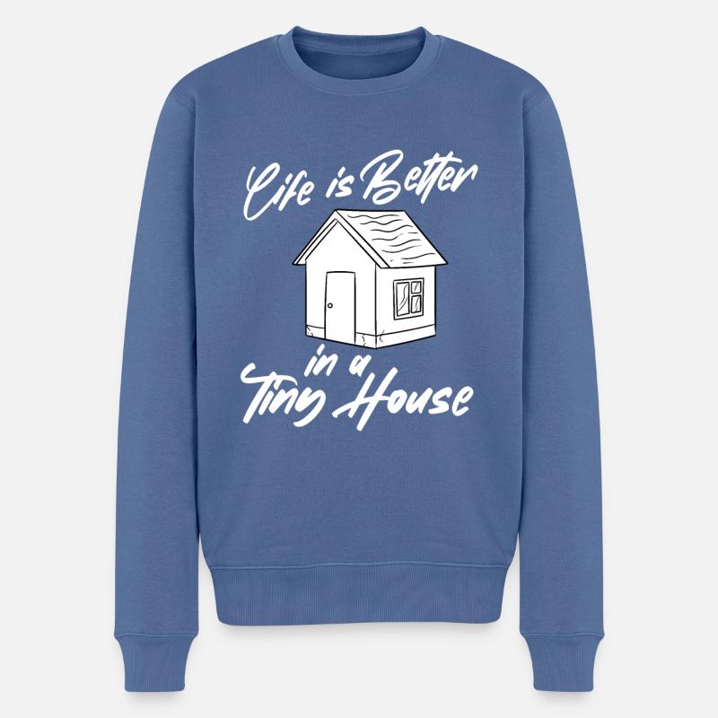 Tiny House - Männer Premium Bio Pullover - Taubenblau