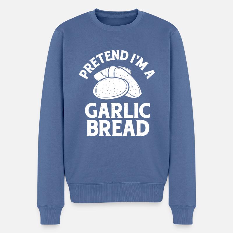 Knoblauch Knoblauchbrot Essen Geschenk - Männer Premium Bio Pullover - Taubenblau