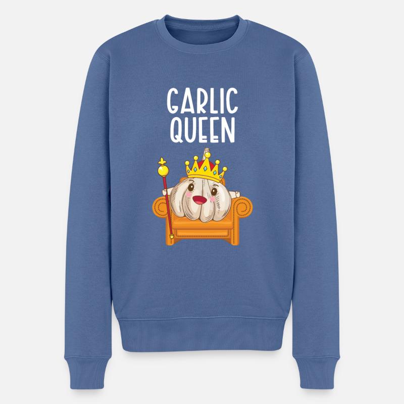 Knoblauch Knoblauchbrot Essen Geschenk - Männer Premium Bio Pullover - Taubenblau