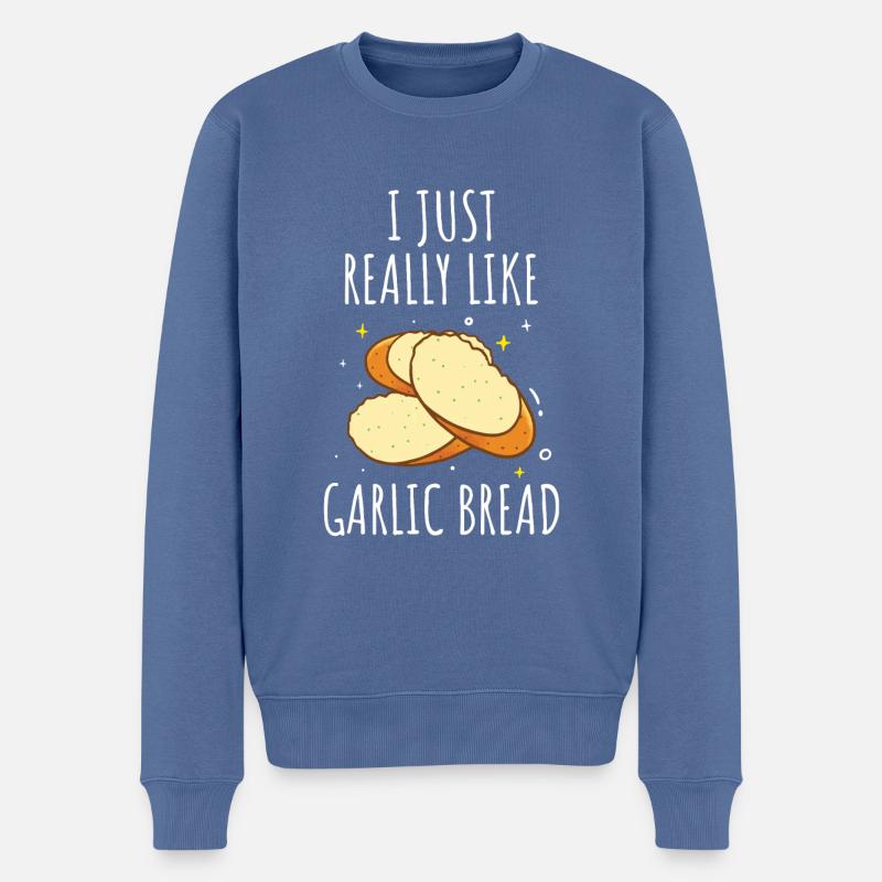 Knoblauch Knoblauchbrot Essen Geschenk - Männer Premium Bio Pullover - Taubenblau